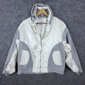 Vintage The La Costa Spa California Jacket Medium Gray White Quilted Old Money